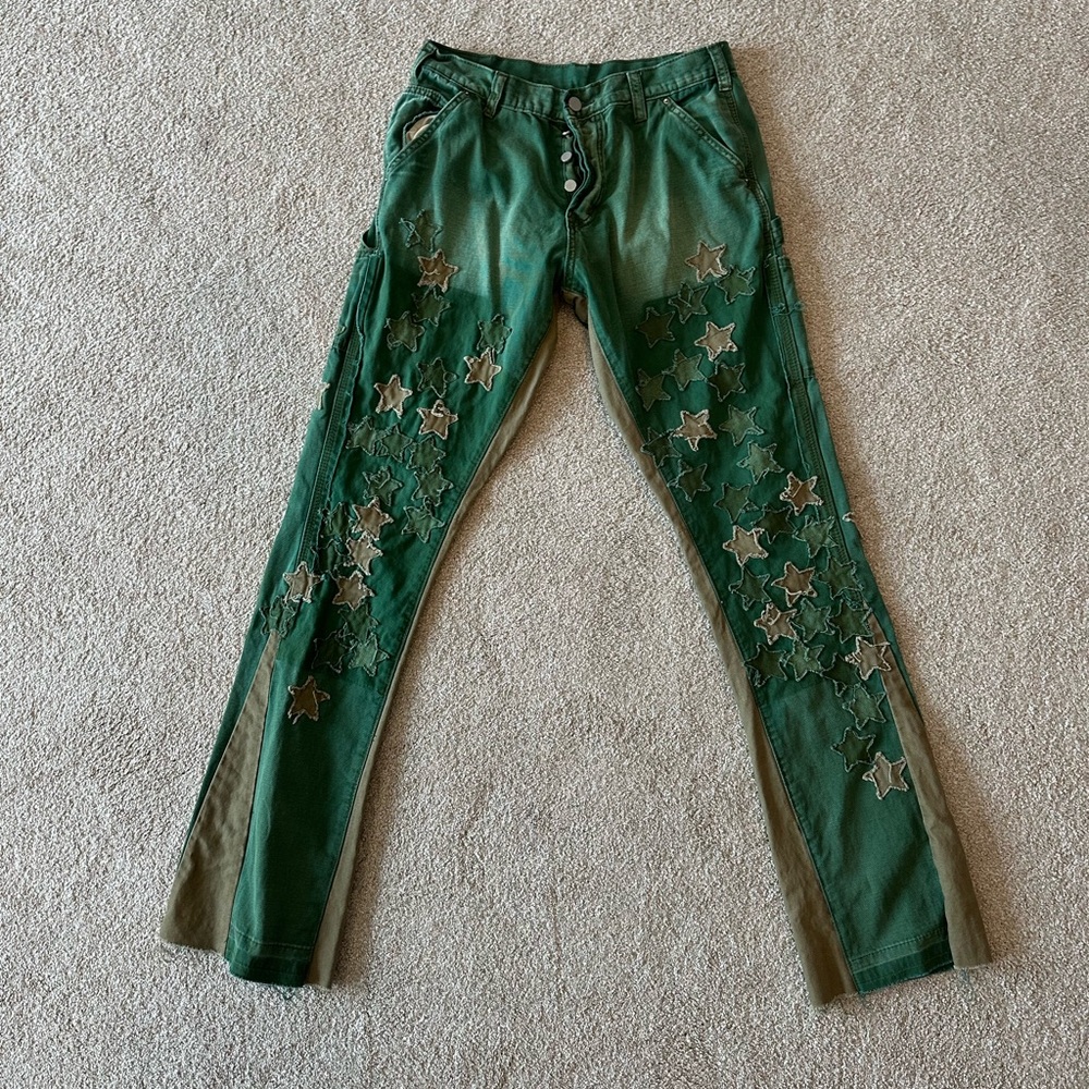 Green Star-Patterned Men’s Jeans